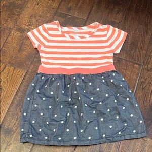 Healthtex Orange Striped and Gray Polka Dot Dress